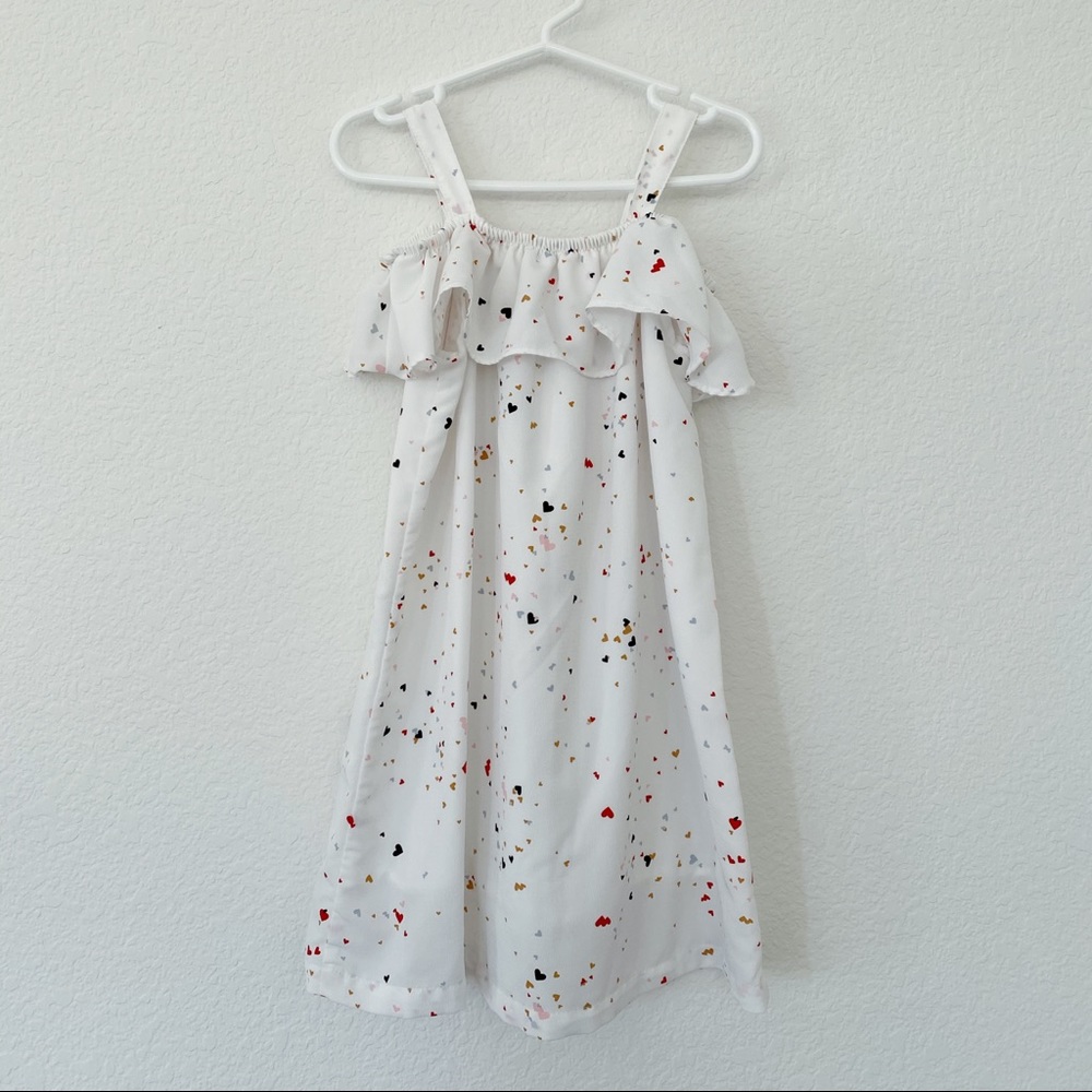 Girls’ Cold Shoulder Dress in Heart Print